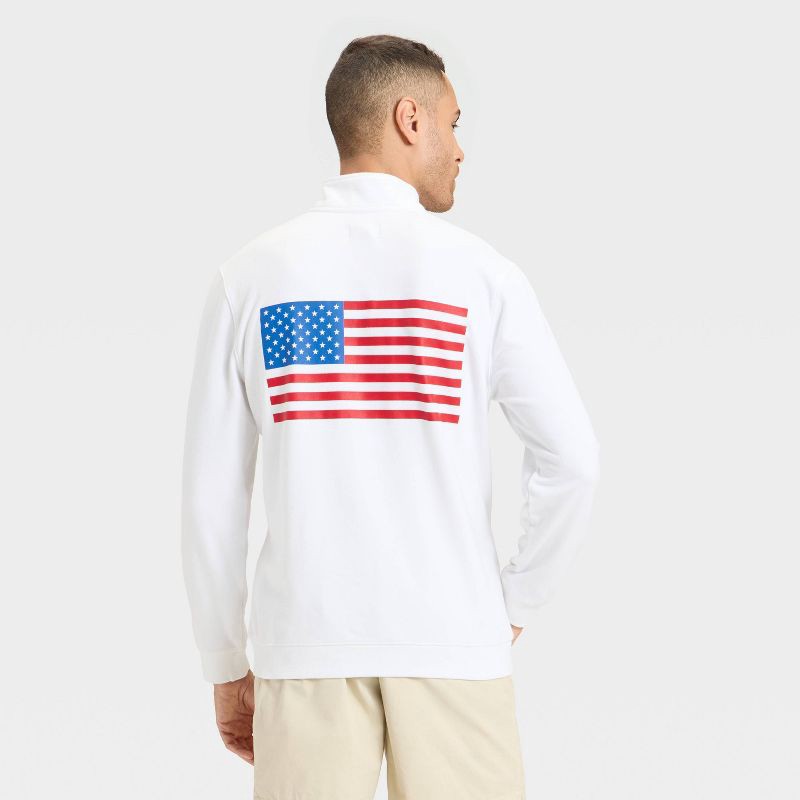 slide 2 of 3, Men's USA Fleece 1/4 Zip Sweatshirt - Goodfellow & Co™ White L, 1 ct