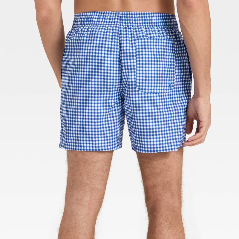 slide 2 of 3, Men's Great American Summer 6" Swim Trunks - Goodfellow & Co™ Blue Gingham L, 1 ct