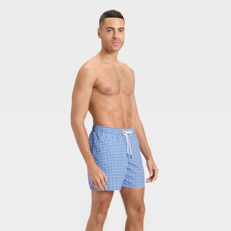 slide 3 of 3, Men's Great American Summer 6" Swim Trunks - Goodfellow & Co™ Blue Gingham L, 1 ct