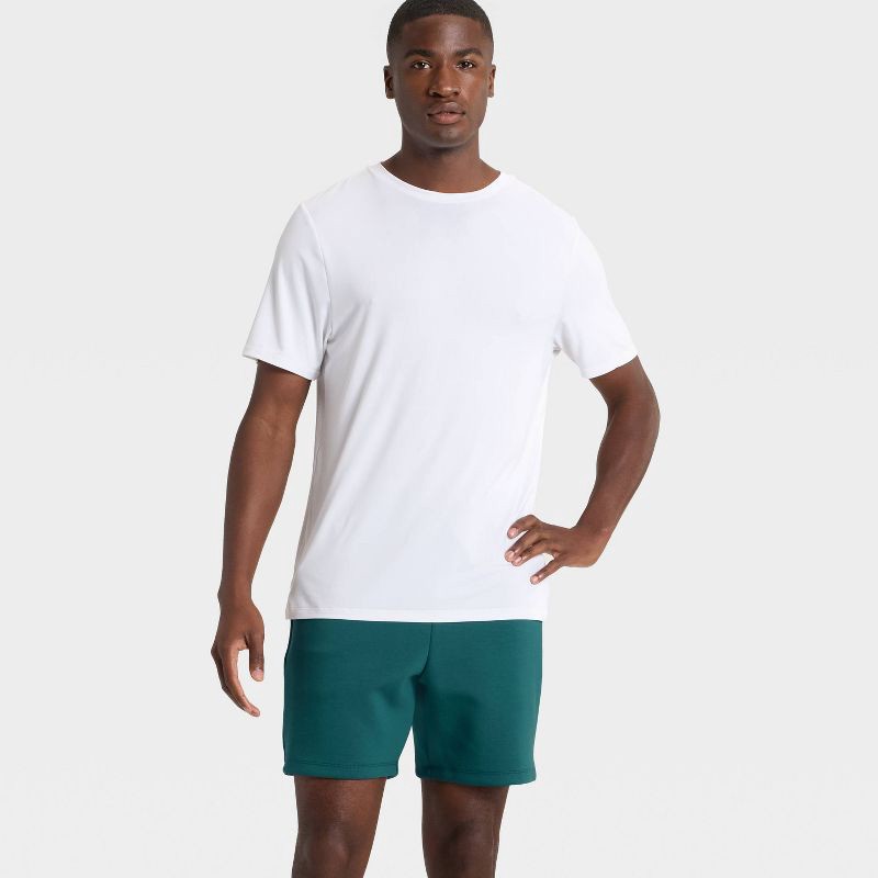 slide 3 of 3, Men's Sleek Spacer Shorts - All In Motion™ Teal Blue L, 1 ct