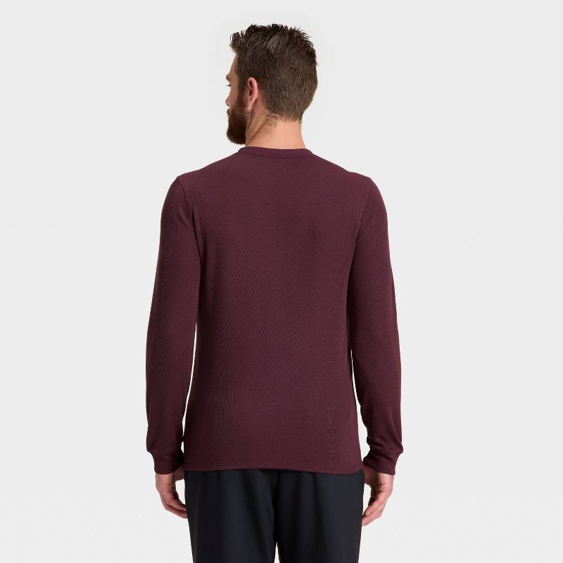 slide 3 of 3, Men's Waffle Henley Shirt - All In Motion™ Burgundy L, 1 ct