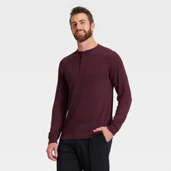 Men's Waffle Henley Shirt - All In Motion™ Burgundy L