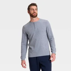 Men's Waffle Henley Shirt - All In Motion™ Heathered Blue M