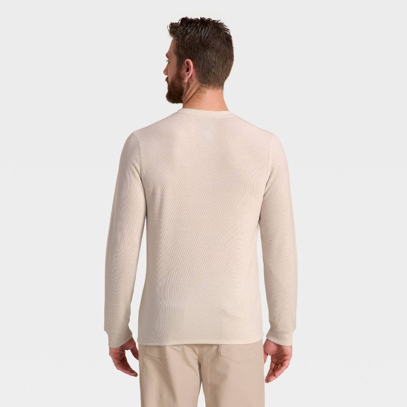 slide 2 of 3, Men's Waffle Henley Shirt - All In Motion™ Cream XL, 1 ct