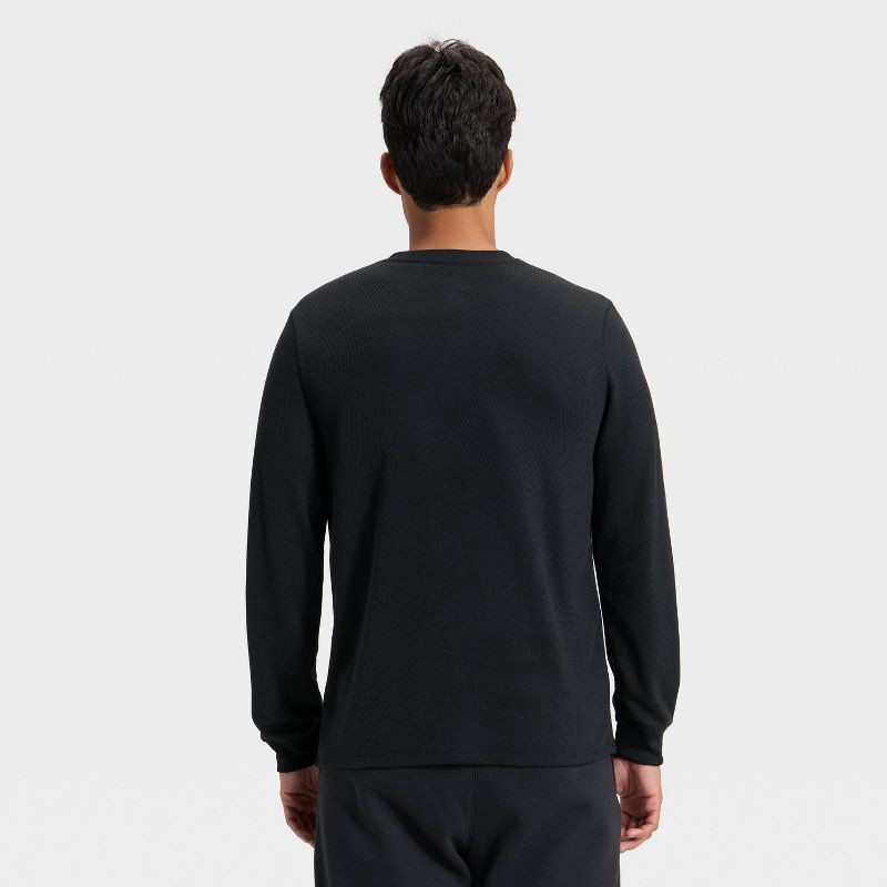 slide 2 of 3, Men's Waffle Henley Shirt - All In Motion™ Black M, 1 ct