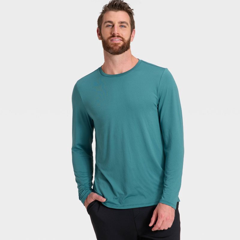 slide 3 of 3, Men's Long Sleeve Performance T-Shirt - All In Motion™ Teal Blue XXL, 1 ct