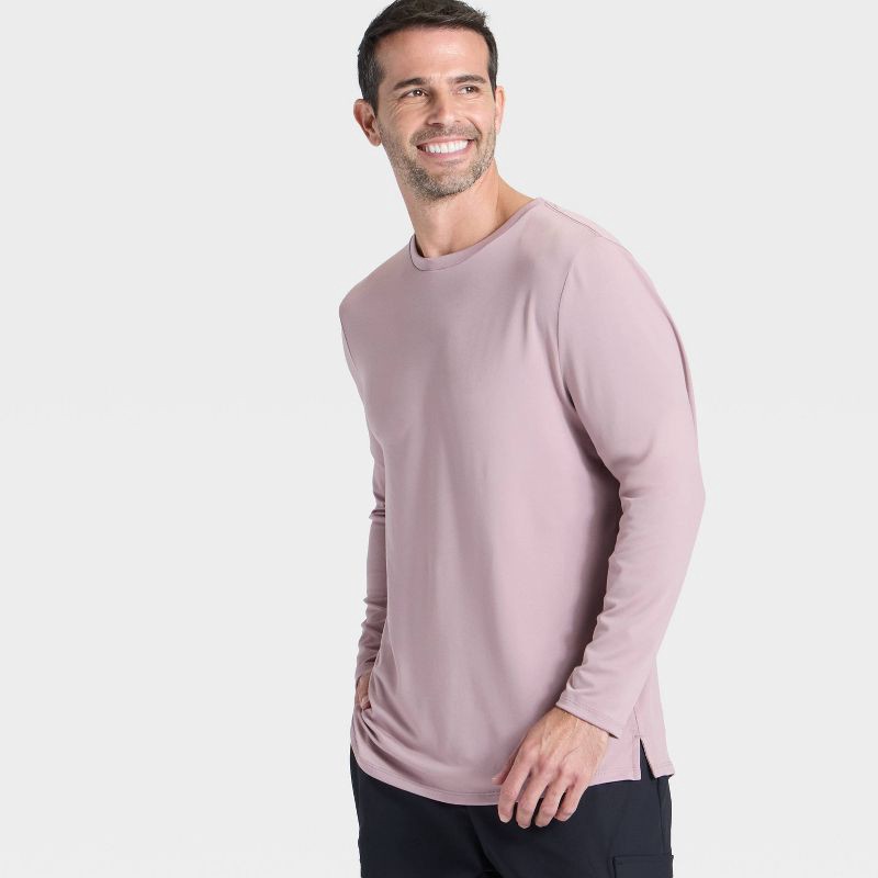slide 3 of 3, Men's Long Sleeve Performance T-Shirt - All In Motion™ Mauve S, 1 ct