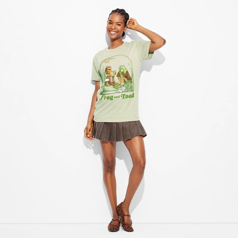 slide 3 of 3, Frog and Toad Women's Frog & Toad Short Sleeve Graphic T-Shirt - Light Green XXS: Cotton-Polyester Blend, Crew Neck, Pullover, 1 ct