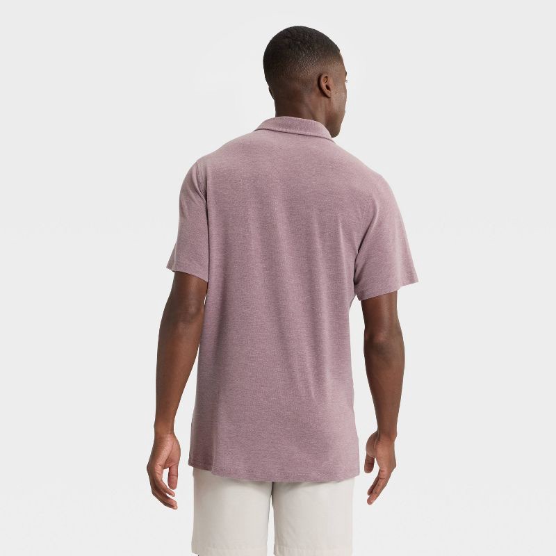 slide 2 of 3, Men's Short Sleeve Button Down Shirt - All In Motion™ Burgundy M, 1 ct