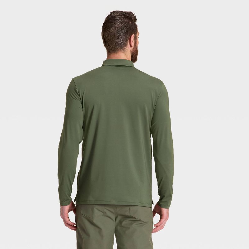 slide 2 of 3, Men's Long Sleeve Soft Stretch Polo Shirt - All In Motion™ Green L, 1 ct
