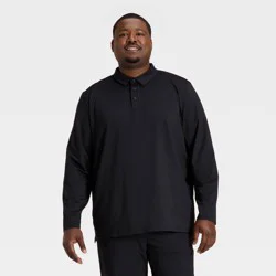 Men's Long Sleeve Soft Stretch Polo Shirt - All In Motion™ Black S