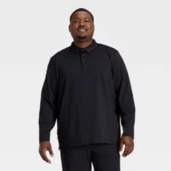 Men's Long Sleeve Soft Stretch Polo Shirt - All In Motion™ Black M