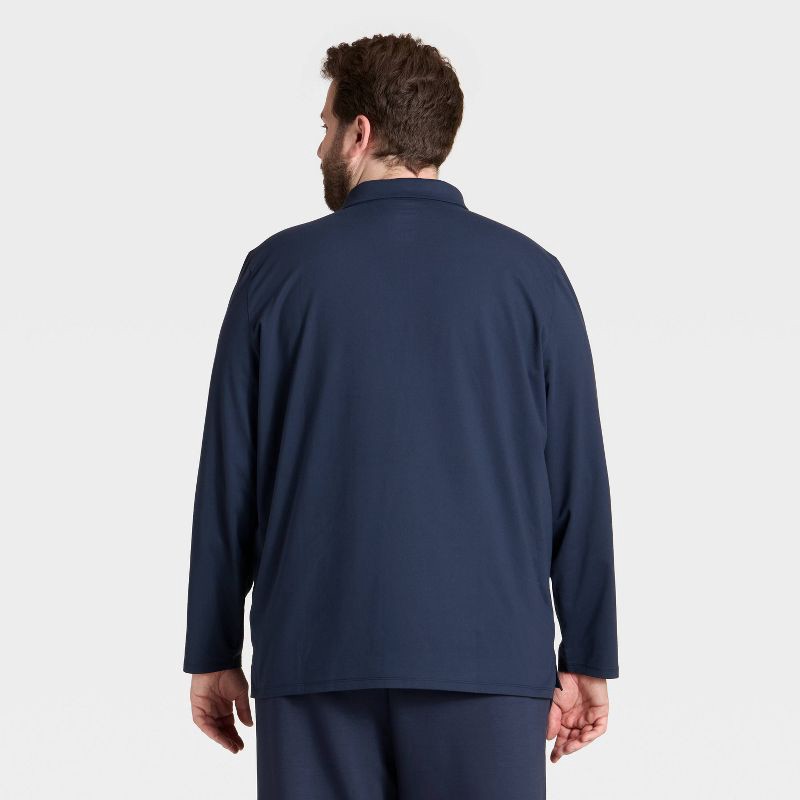 slide 2 of 3, Men's Long Sleeve Soft Stretch Polo Shirt - All In Motion™ Dark Blue XL, 1 ct