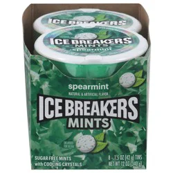 Ice Breakers Spearmint Sugar Free Mints Tins, 8 Count - 1.5 oz