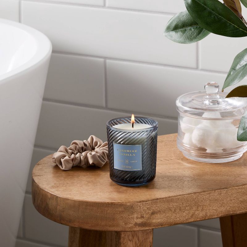 slide 2 of 4, Swirled Glass Cashmere Vanilla Jar Candle Sky Blue 5.5oz - Threshold™, 5.5 oz