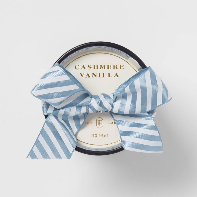slide 4 of 4, Swirled Glass Cashmere Vanilla Jar Candle Sky Blue 5.5oz - Threshold™, 5.5 oz
