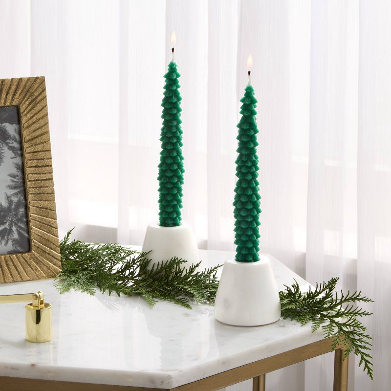 slide 2 of 3, 2pk Tree Taper Candle Set - Threshold™, 2 ct