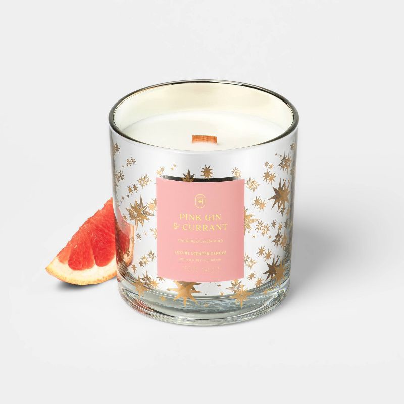 slide 3 of 4, Wooden Wick Pink Gin and Currant Jar Candle 19.3oz - Threshold™, 19.3 oz