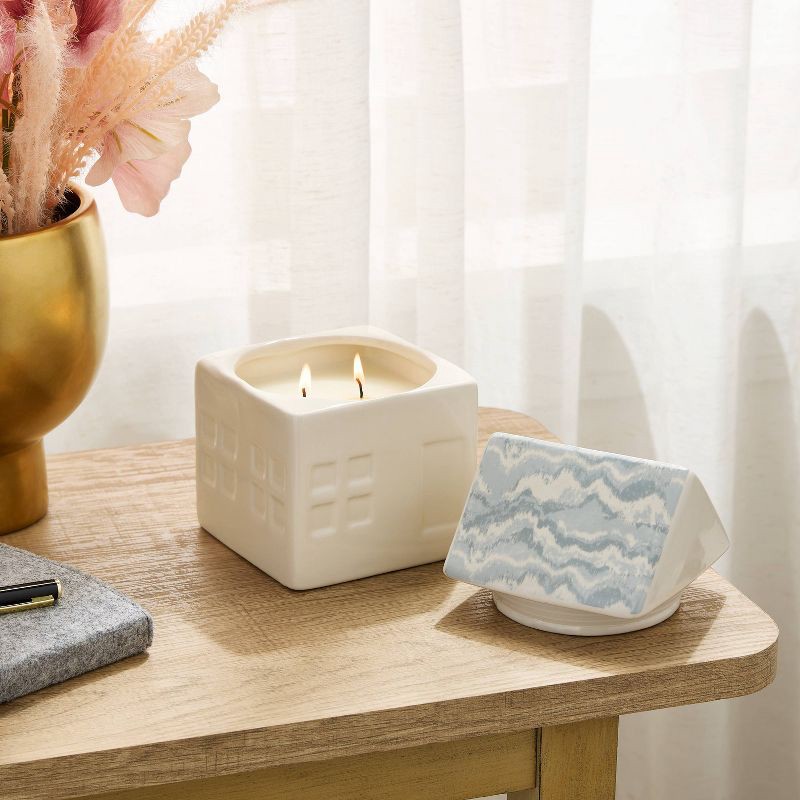 slide 2 of 3, 2 Wick Ceramic Lidded Fireside Glow House Candle 14oz - Threshold™, 14 oz