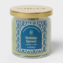 2 Wick Lidded Holiday Spruce Jar Candle 15.1oz - Threshold™