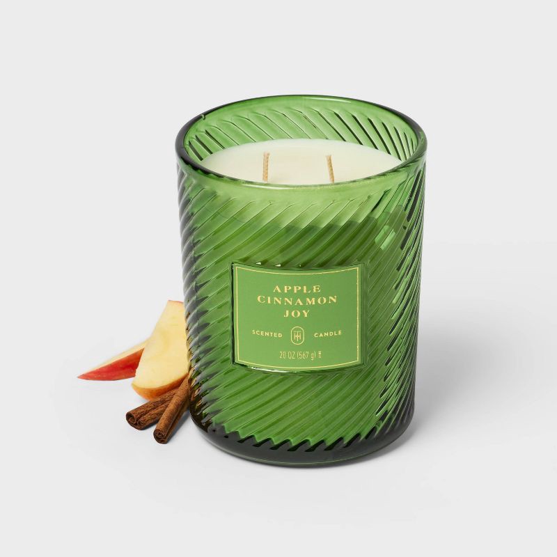 slide 3 of 4, Swirled Glass Apple Cinnamon Joy Jar Candle 20oz - Threshold™, 20 oz