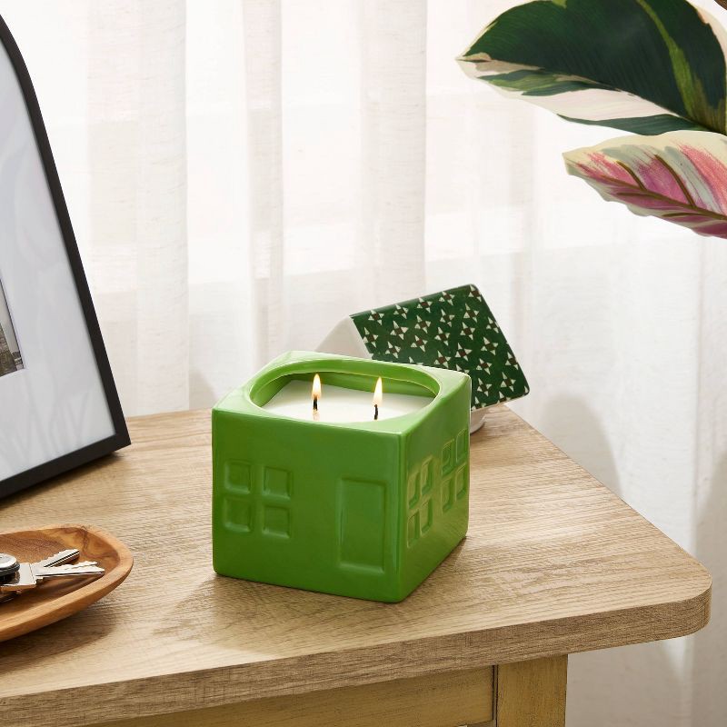 slide 2 of 3, 2 Wick Ceramic Lidded Apple Cinnamon Joy House Candle 14oz - Threshold™, 14 oz