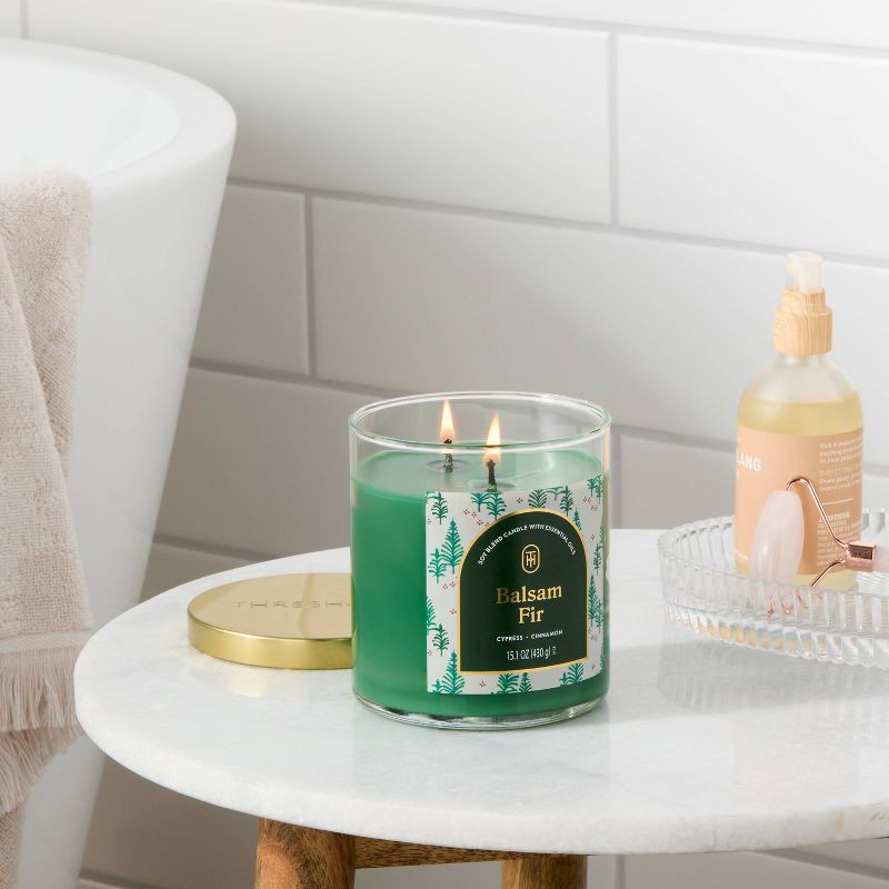 slide 2 of 3, 2 Wick Lidded Balsam Fir Jar Candle 15.1oz - Threshold™, 15.1 oz