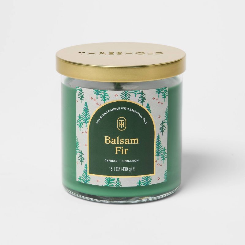 slide 1 of 3, 2 Wick Lidded Balsam Fir Jar Candle 15.1oz - Threshold™, 15.1 oz