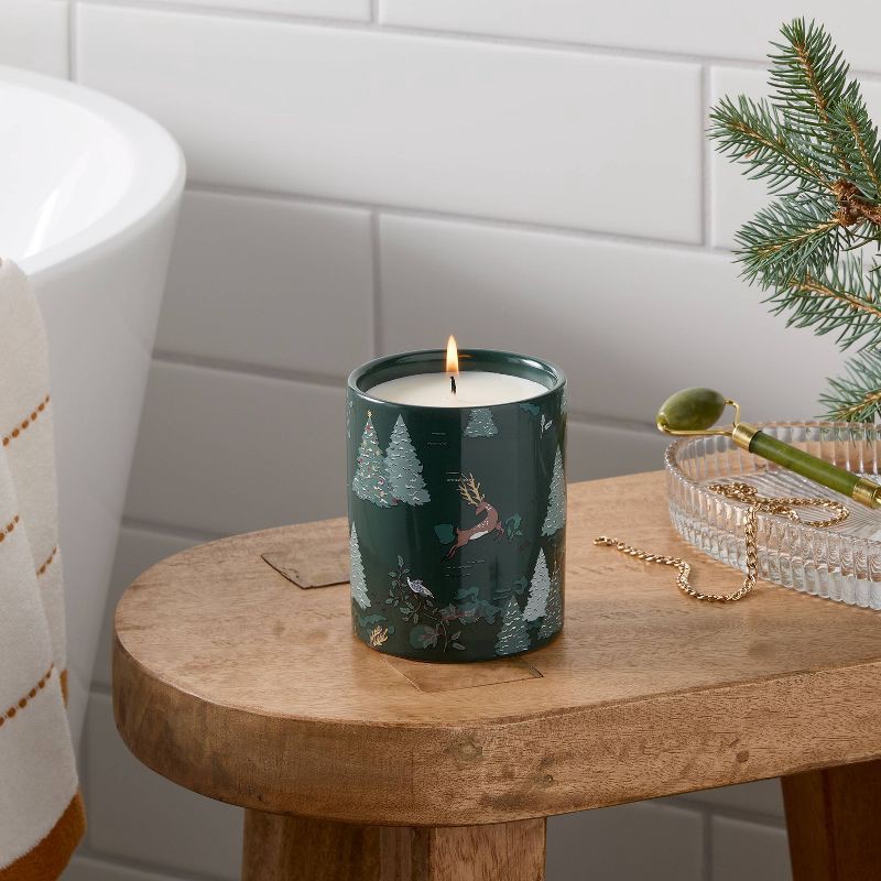 slide 2 of 4, Printed Ceramic Forest Fir Jar Candle 12.3oz - Threshold™, 12.3 oz