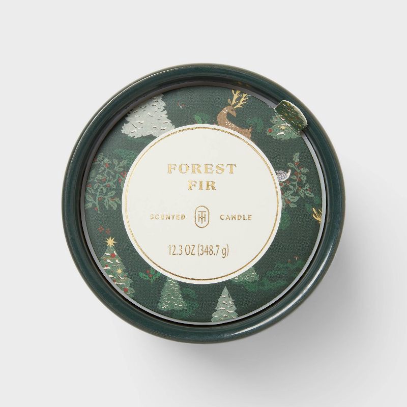 slide 4 of 4, Printed Ceramic Forest Fir Jar Candle 12.3oz - Threshold™, 12.3 oz