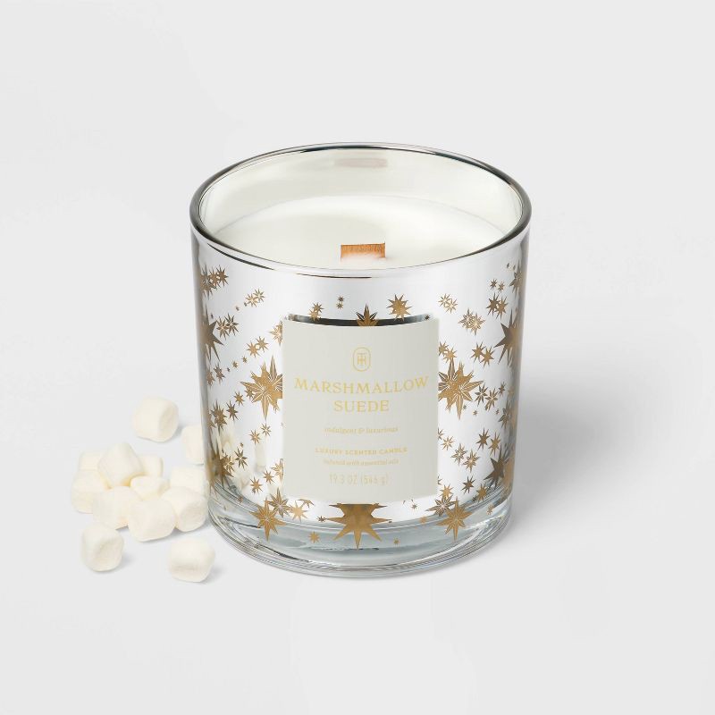 slide 3 of 4, Wooden Wick Marshmallow Suede Jar Candle 19.3oz - Threshold™, 19.3 oz