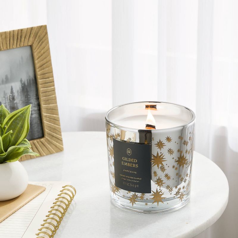 slide 2 of 4, Wooden Wick Gilded Embers Jar Candle 19.3oz - Threshold™, 19.3 oz