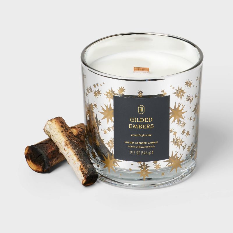 slide 3 of 4, Wooden Wick Gilded Embers Jar Candle 19.3oz - Threshold™, 19.3 oz