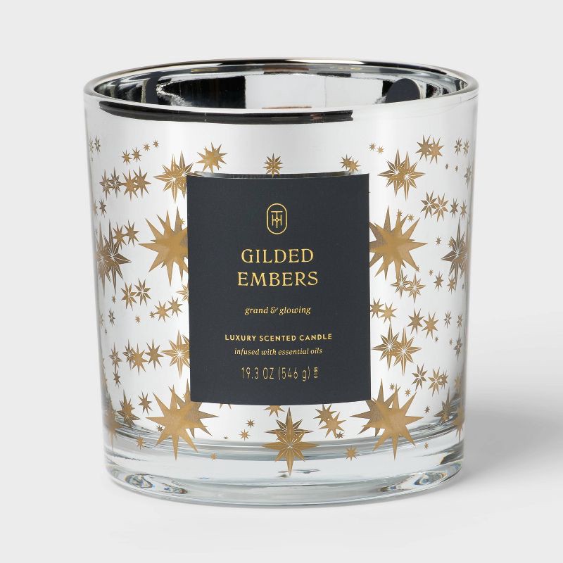 slide 1 of 4, Wooden Wick Gilded Embers Jar Candle 19.3oz - Threshold™, 19.3 oz