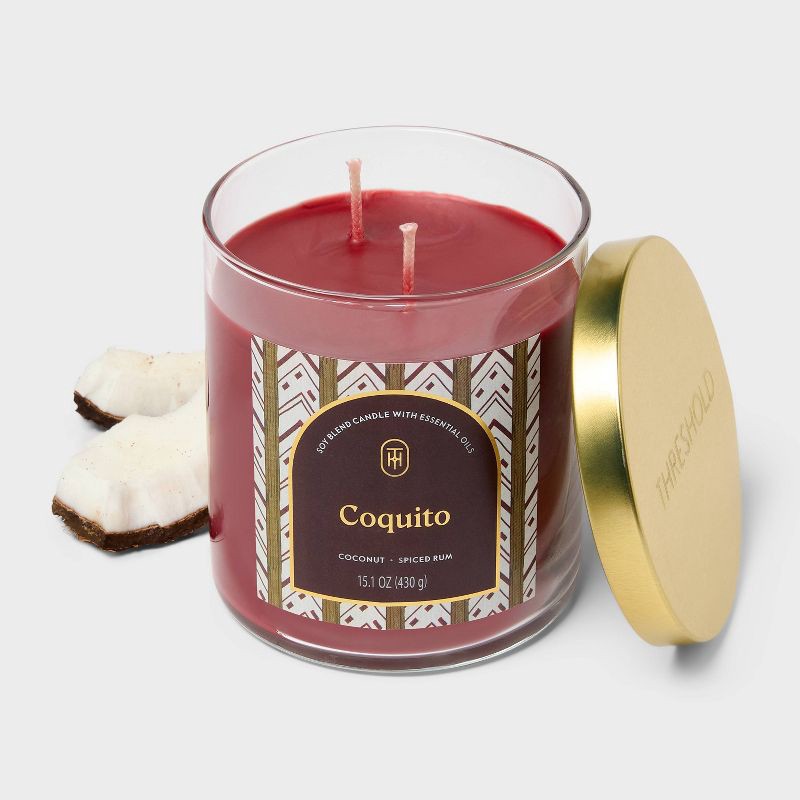 slide 3 of 3, 2 Wick Lidded Coquito Jar Candle 15.1oz - Threshold™, 15.1 oz
