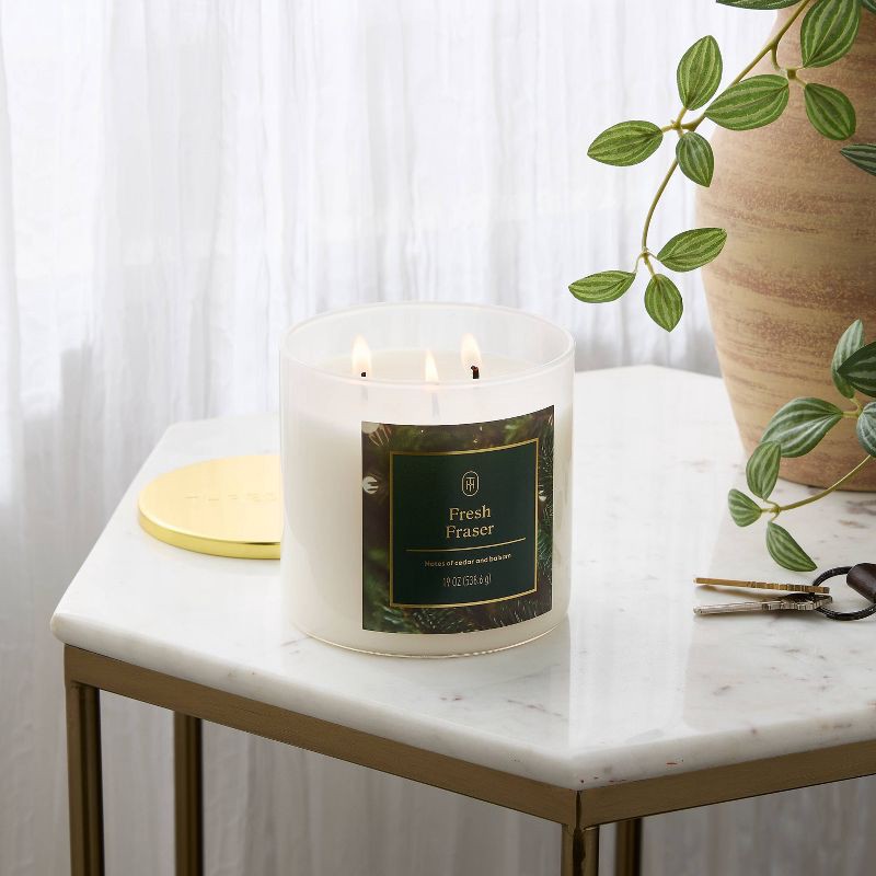 slide 2 of 3, 3 Wick Lidded Glass Fresh Fraser Jar Candle 19oz - Threshold™, 19 oz