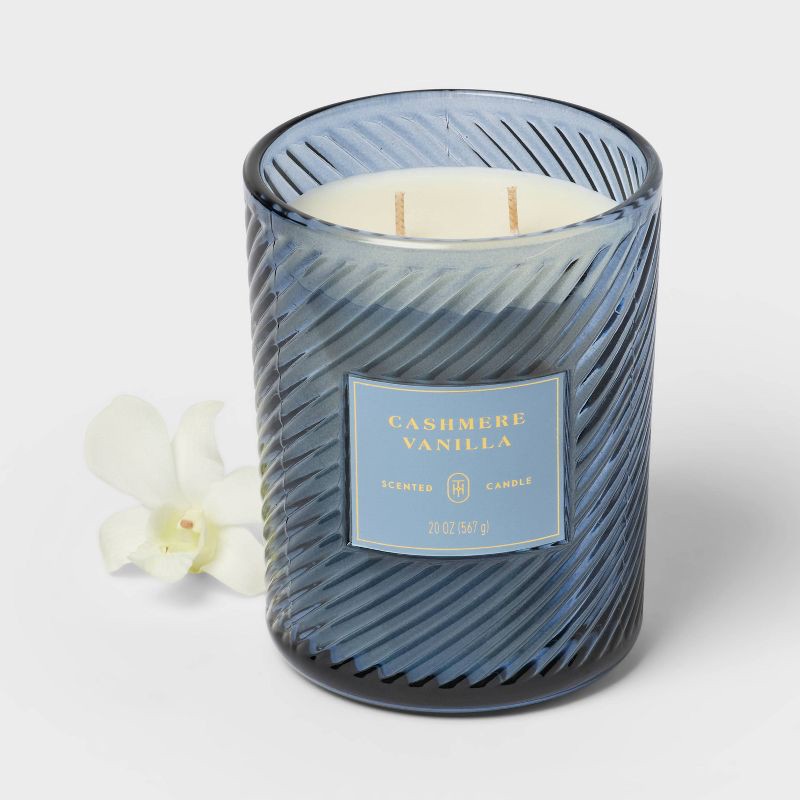 slide 3 of 4, Swirled Glass Cashmere Vanilla Jar Candle 20oz - Threshold™, 20 oz