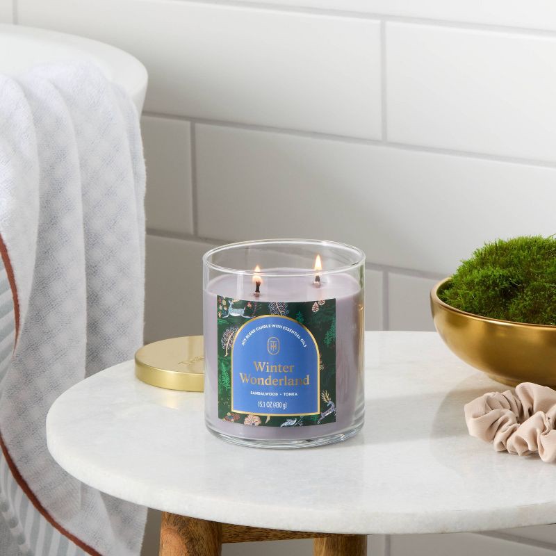 slide 2 of 3, 2 Wick Lidded Winter Wonderland Jar Candle 15.1oz - Threshold™, 15.1 oz