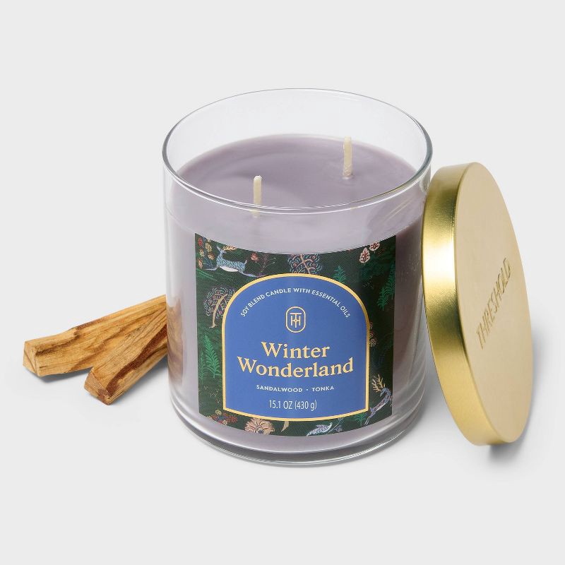 slide 3 of 3, 2 Wick Lidded Winter Wonderland Jar Candle 15.1oz - Threshold™, 15.1 oz