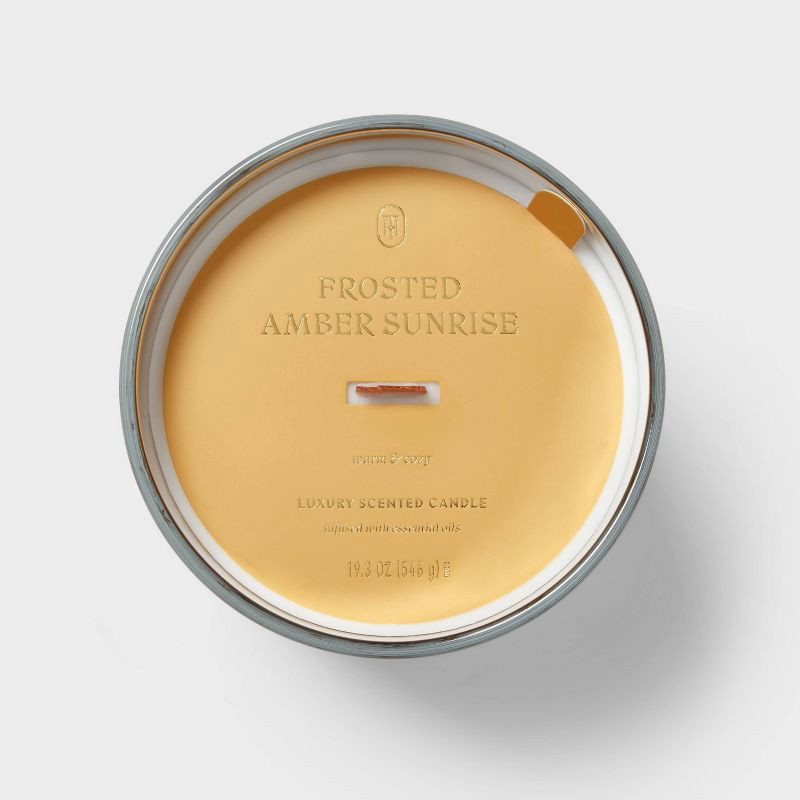 slide 4 of 4, Wooden Wick Frosted Amber Sunrise Jar Candle 19.3oz - Threshold™, 19.3 oz