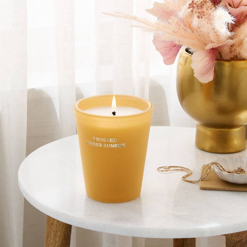 slide 2 of 4, Velvet Frosted Amber Sunrise Jar Candle 12.6oz - Threshold™, 12.6 oz