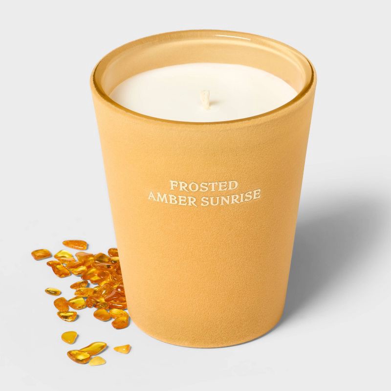 slide 3 of 4, Velvet Frosted Amber Sunrise Jar Candle 12.6oz - Threshold™, 12.6 oz