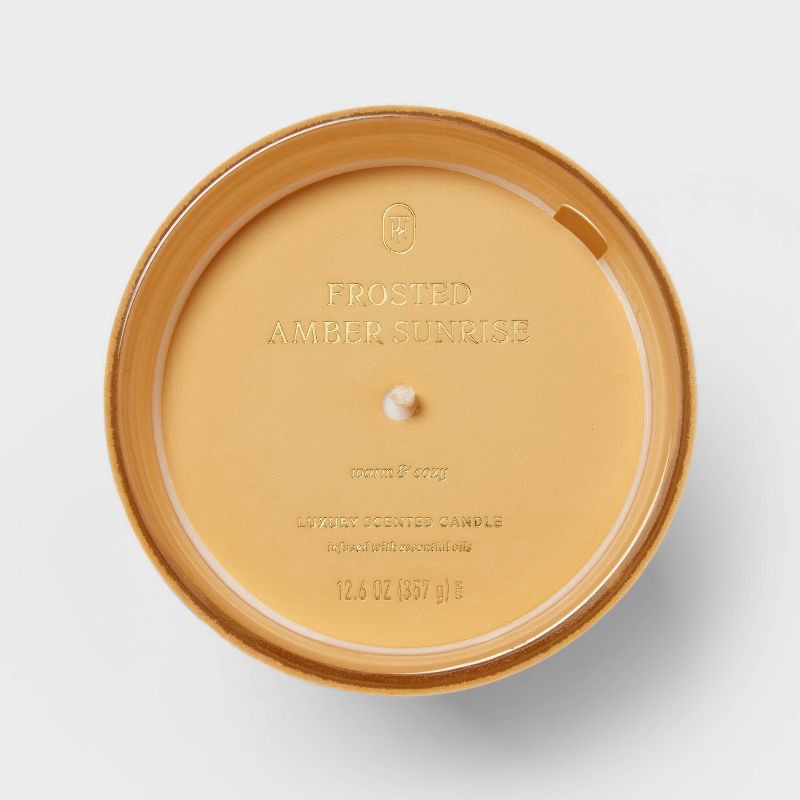 slide 4 of 4, Velvet Frosted Amber Sunrise Jar Candle 12.6oz - Threshold™, 12.6 oz