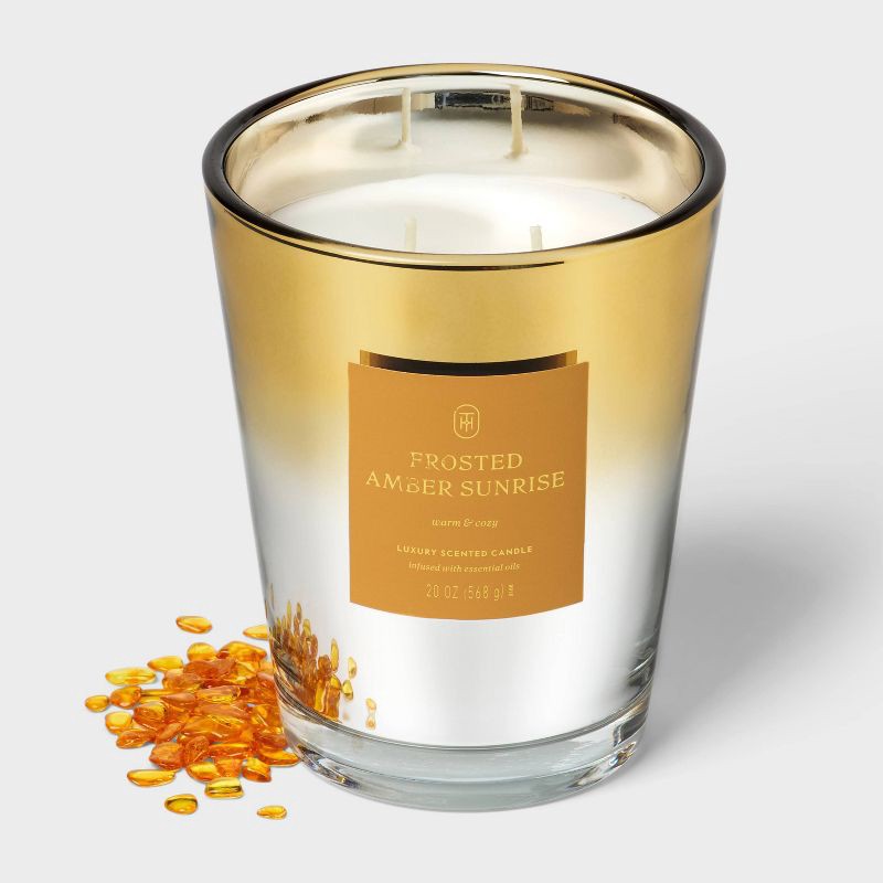 slide 3 of 4, 20oz Jar Candle Frosted Amber Sunrise - Threshold™, 20 oz