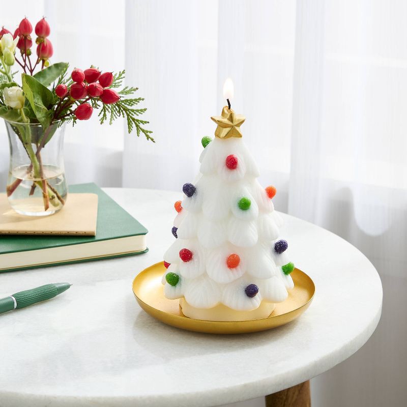 slide 2 of 3, Snow Covered Gumdrop Holiday Tree Wax Figural Candle - Threshold™, 1 ct
