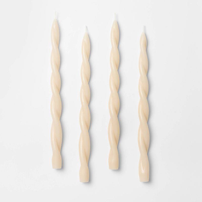 slide 3 of 3, Threshold designed w/Studio McGee 4pk Twisted Taper Candle Set Cream - Threshold™ designed with Studio McGee, 4 ct