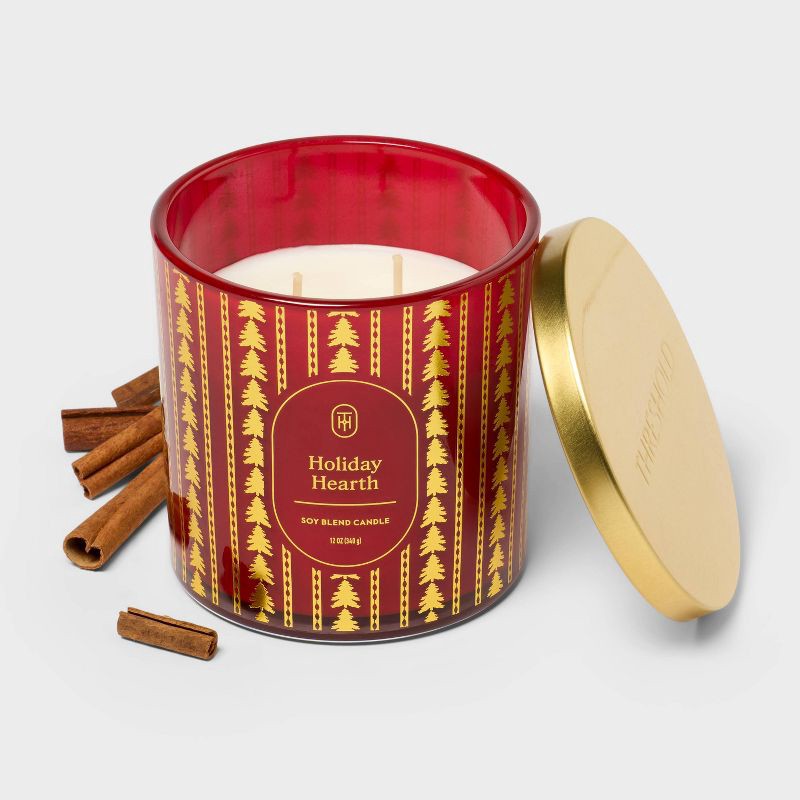 slide 3 of 3, 2 Wick Lidded Holiday Hearth Jar Candle 12oz - Threshold™, 12 oz