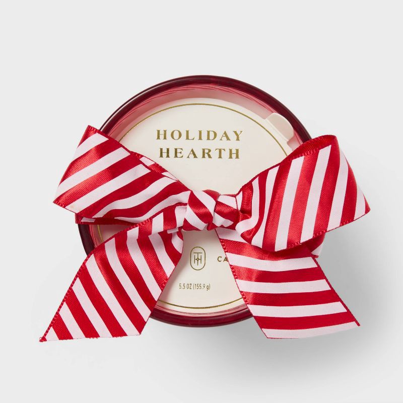 slide 4 of 4, Swirled Glass Holiday Hearth Jar Candle Red 5.5oz - Threshold™, 5.5 oz