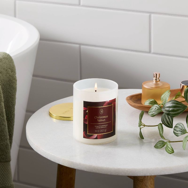 slide 2 of 3, Lidded Glass Christmas Velvet Jar Candle 10oz - Threshold™, 10 oz