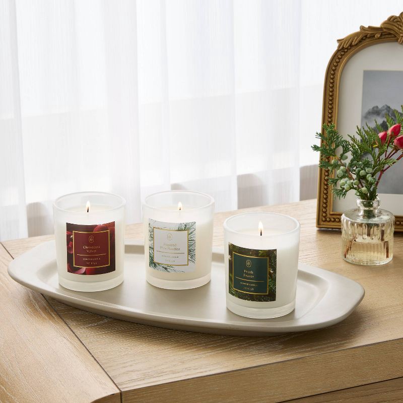 slide 2 of 3, 3pk Candle Giftset - Sugared Pine Needles - Fresh Fraser - Christmas Velvet - Threshold™, 3 ct